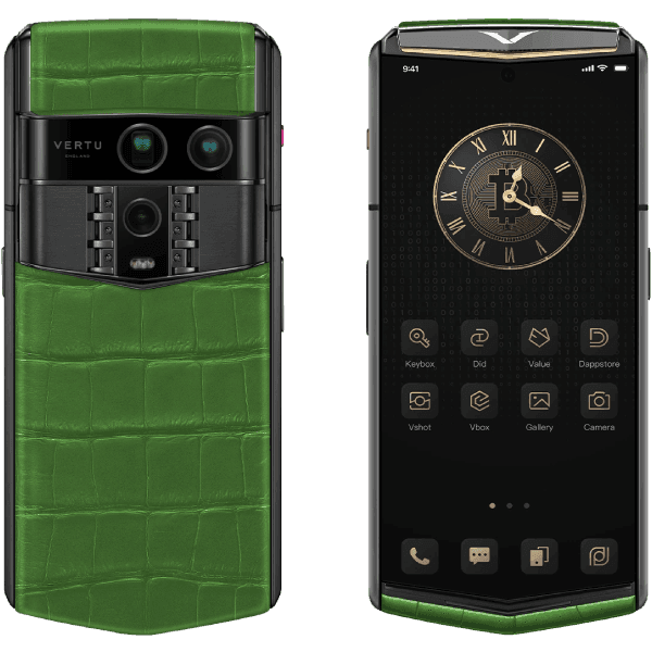 Vertu Agent Q Alligator Single Gold Diamond Collector’s Edition Bamboo Green 1TB