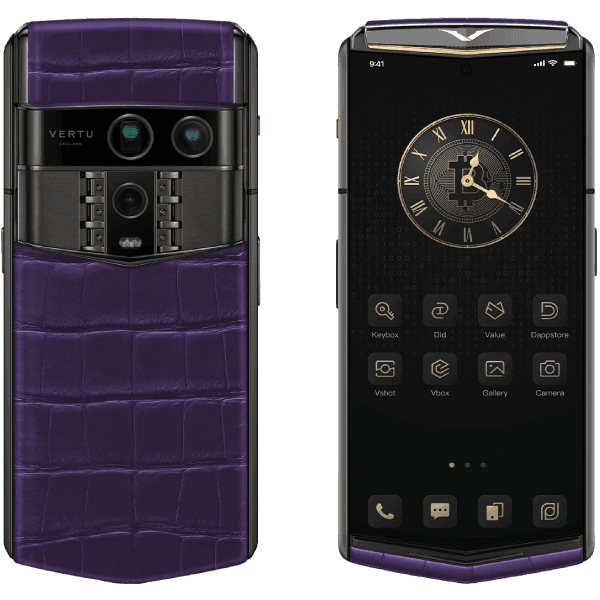 Vertu Agent Q Alligator Single Gold Diamond Collector’s Edition Grape Purple 1TB