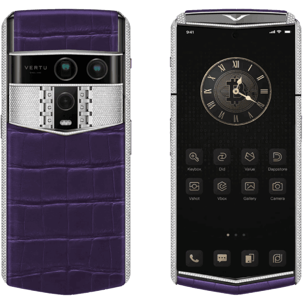 Vertu Agent Q Alligator Silver Full Diamond Collector’s Edition Grape Purple Alli 1TB