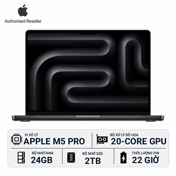 MacBook Pro 2026 14 inch M5 Pro 18‑core CPU | 20‑core GPU 24GB/2TB Chính Hãng