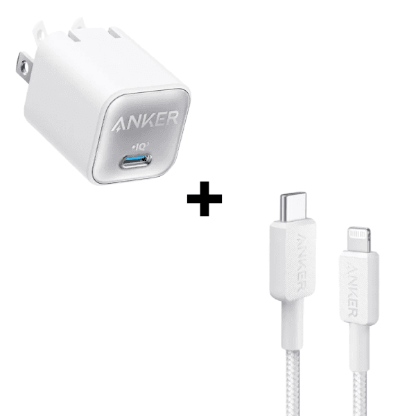 Bộ Combo cáp sạc Anker 30W Type-C to Lightning (A2147+A81B6) màu trắng