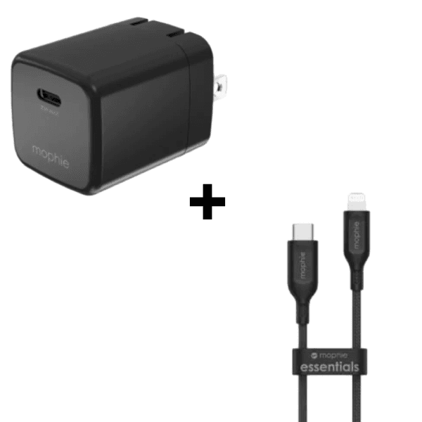 Bộ Combo cáp sạc Mophie Essentials 30W USB-C to Lightning màu đen