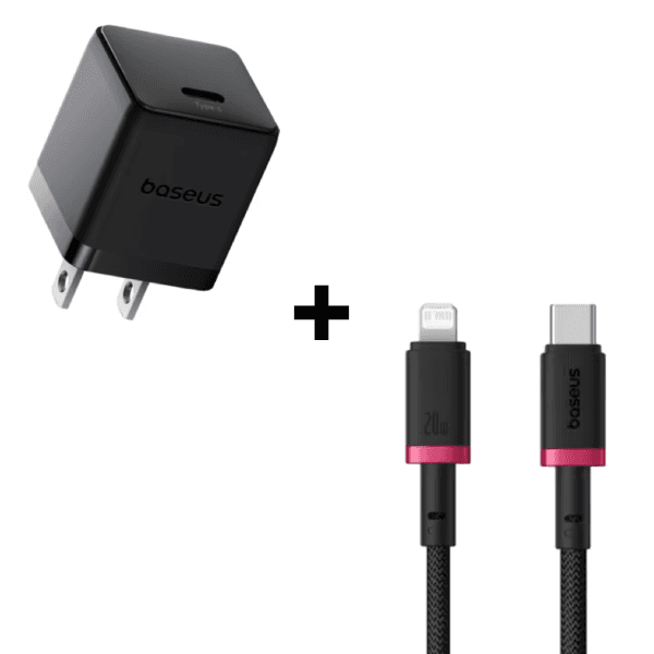 Bộ Combo cáp sạc Baseus 20W USB-C to Lightning màu đỏ đen