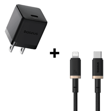 Bộ Combo cáp sạc Baseus 20W USB-C to Lightning màu vàng đen