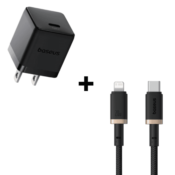Bộ Combo cáp sạc Baseus 20W USB-C to Lightning màu vàng đen