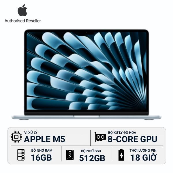 MacBook Air M5 13 inch 10-Core CPU | 8-Core GPU 16GB/512GB (30W) Chính Hãng