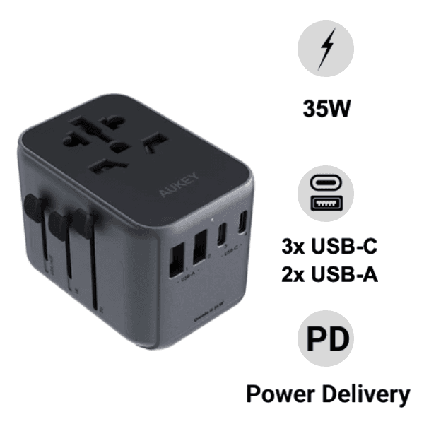 Củ sạc du lịch Aukey 35W GaN PA-TA07A
