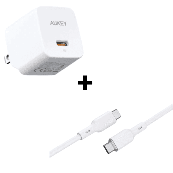 Bộ Combo cáp sạc Aukey 30W Type-C to Type-C màu trắng
