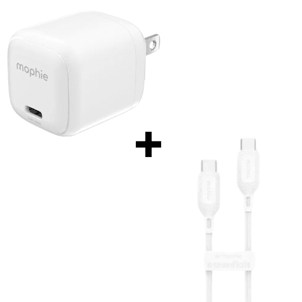 Bộ Combo cáp sạc Mophie Essential 30W Type-C to Type-C màu trắng (V2)