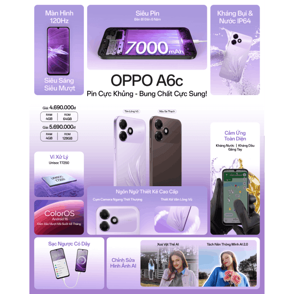 OPPO A6c 128GB Chính Hãng