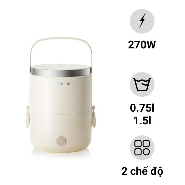 Hộp cơm điện cầm tay 1.5L 270W Bear LB-4H15W (DFH-C15D2)