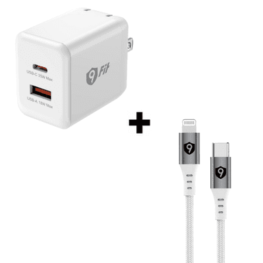 Bộ Combo cáp sạc 9Fit 35W Type-C to Lightning màu trắng