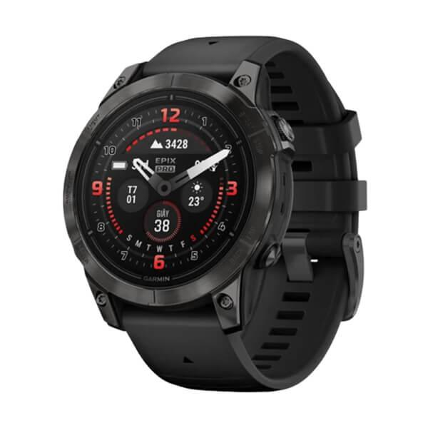 Đồng hồ thông minh Garmin Epix Pro Gen 2 47mm Sapphire  Xám Carbon DLC Titanium - Dây Silicone