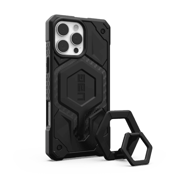 Ốp lưng iPhone 16 Pro Max UAG Monarch Pro Carbon Fiber + Black Ring Stand