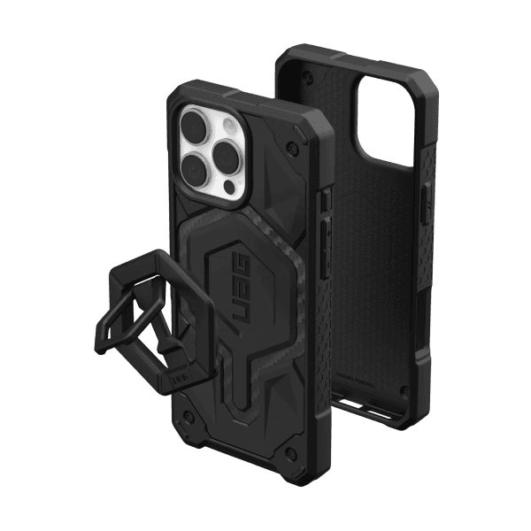 Ốp lưng iPhone 16 Pro Max UAG Monarch Pro Carbon Fiber + Black Ring Stand