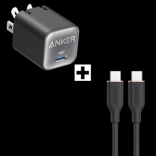 Bộ Combo cáp sạc Anker 30W USB-C to USB-C A2147 1.8m màu đen