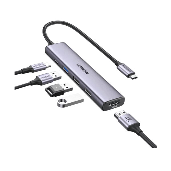 Hub chuyển đổi Ugreen 5in1 USB-C to 2x USB-A 2.0 + USB-A 3.0 + HDMI + PD hỗ trợ 4K (15495)