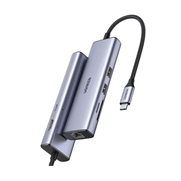 Hub chuyển đổi Ugreen 7in1 USB-C to 2x USB-A 3.0 + HDMI + RJ45 + SD&TF + PD (90568)