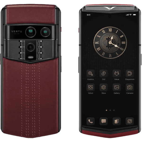 Vertu Agent Q-Black Regular Set-Wine Red Quilted Stitch Pure Wine Red Calf HW 1TB