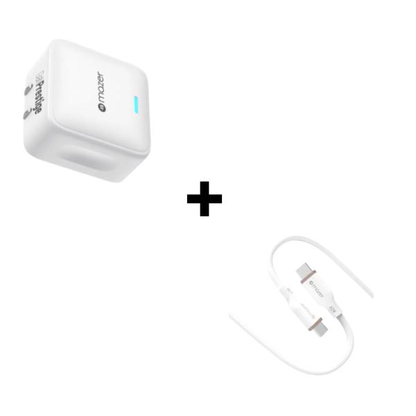 Bộ Combo Cáp sạc Mazer 35W Type C-C màu trắng