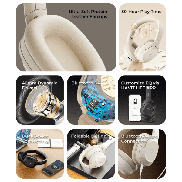 Tai nghe Bluetooth chụp tai HAVIT H612BT Pro (ANC)
