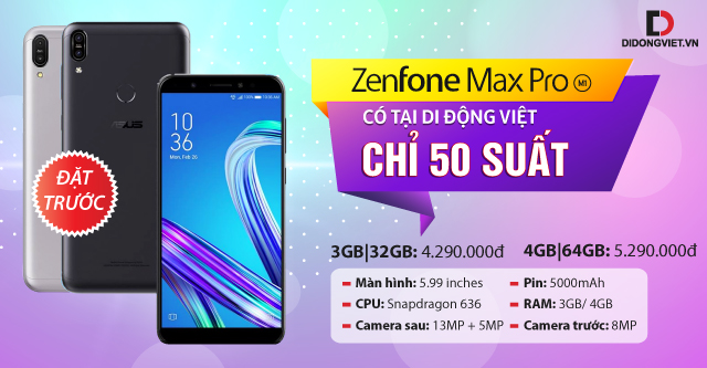 Đặt trước ASUS Zenfone Max Pro M1 chính hãng tại Di Động Việt
