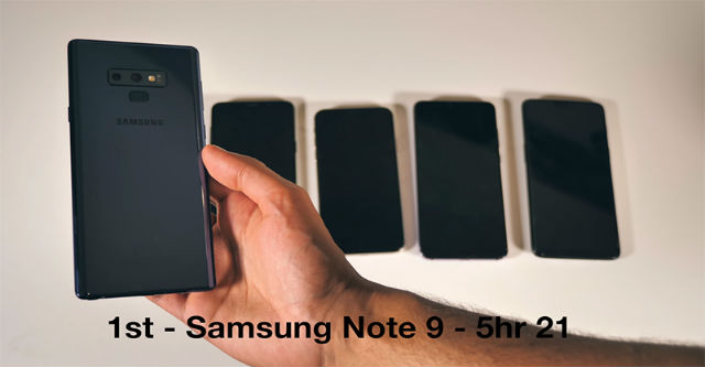 So sánh pin Galaxy Note 9 với S9 Plus, Huawei P20 Pro, OnePlus 6 và iPhone X