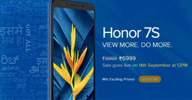 Honor 7s giảm giá sập sàn trên HiHonor Store và Flipkart tại Ấn Độ
