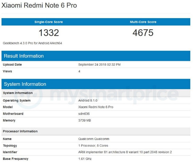 thong-so-cua-xiaomi-redmi-note-6-pro-tren-geekbench-didongviet