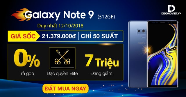 Flash Sale giá sốc: Galaxy Note 9 512GB chính hãng chỉ còn 21.37 triệu