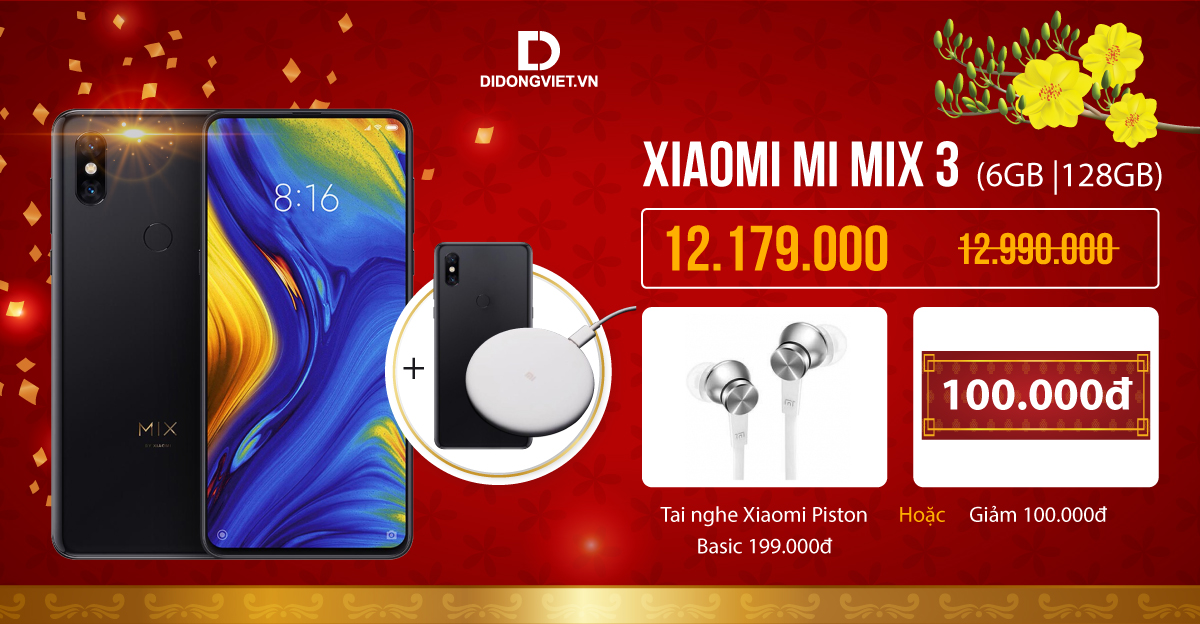 Deal HOT: Mua Xiaomi Mi Mix 3, giảm thẳng 800k, tặng thêm quà gần 1 triệu