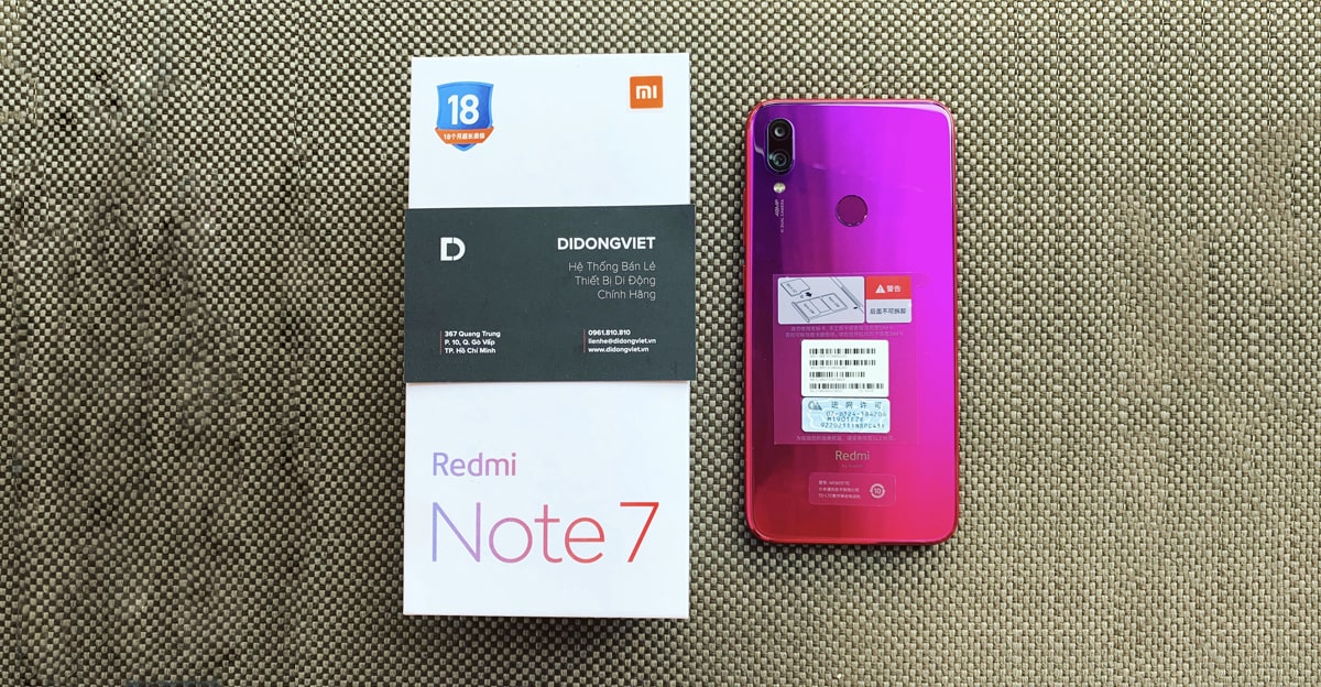 Hình ảnh thực tế của điện thoại Redmi Note 7 tại Di Động Việt