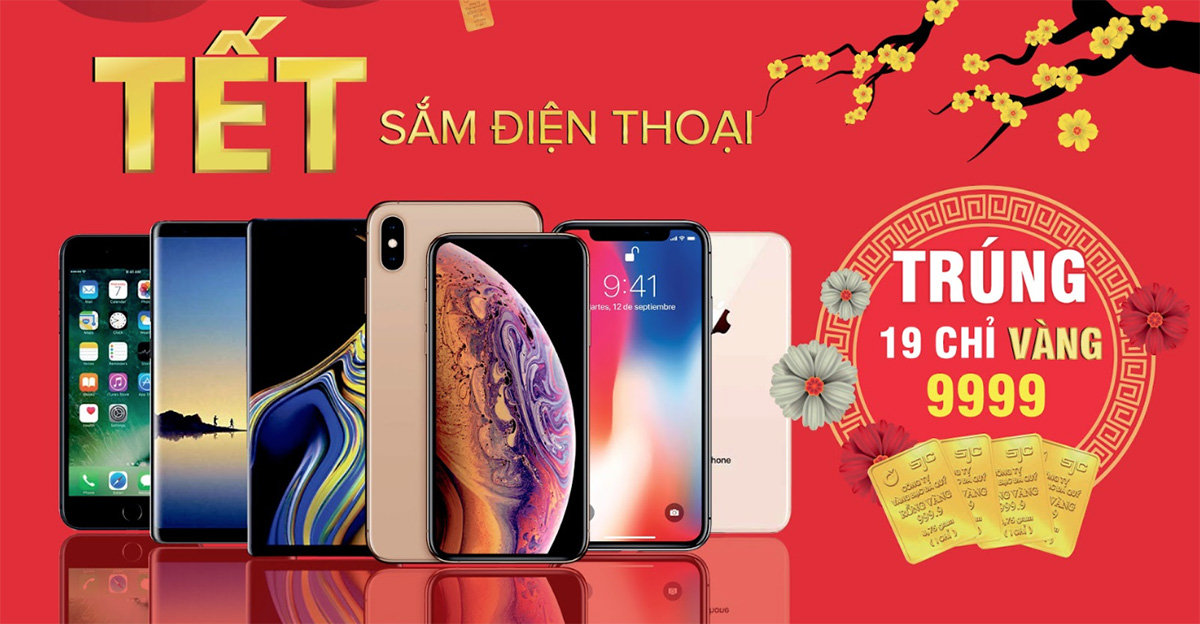 Tết mua iPhone 7 Plus, iPhone X, Galaxy Note 8, Note 9 Trúng 19 chỉ vàng tại Di Động Việt