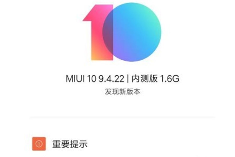 Xiaomi Mi 6 chạy thử nghiệm hệ thống MIUI 10 9.4.22