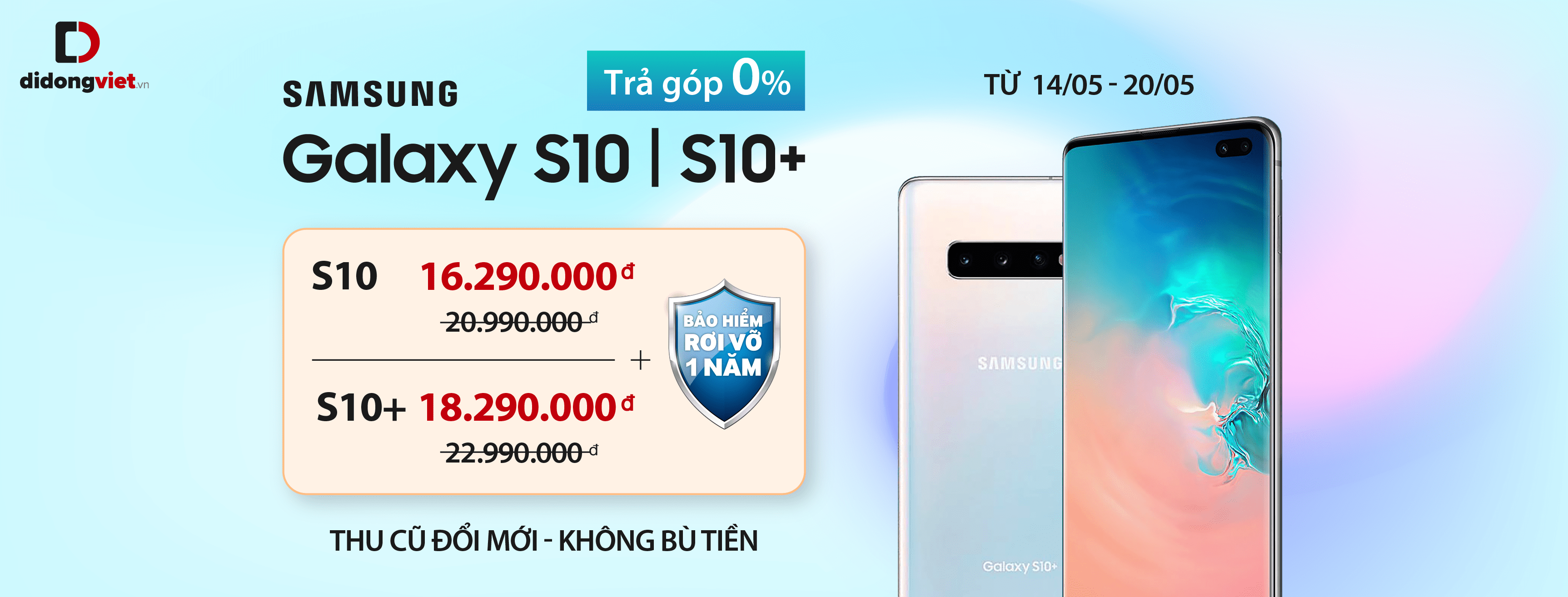 Samsung Galaxy S10/S10+ giảm 4.7 triệu đồng tại Di Động Việt