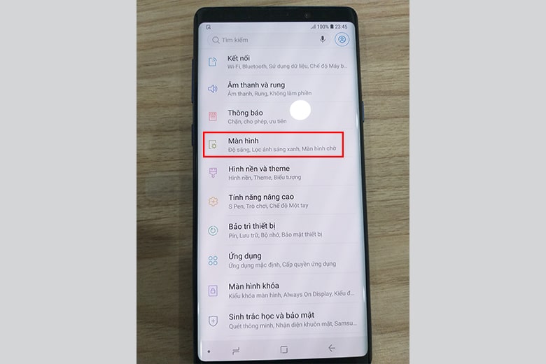 Bước 1 để hiển thị pin trên Note 9