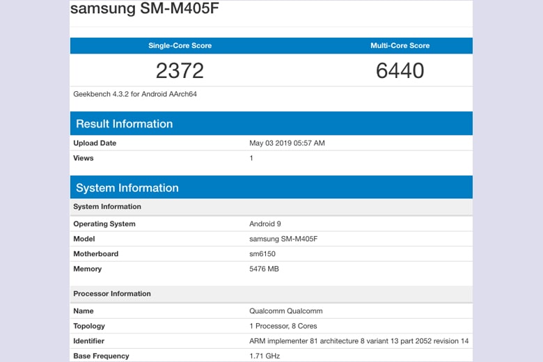 Thông số Galaxy M40 bị rò rỉ