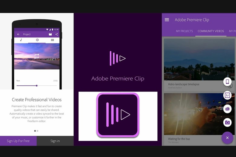 Giao diện của Adobe Premiere Clip