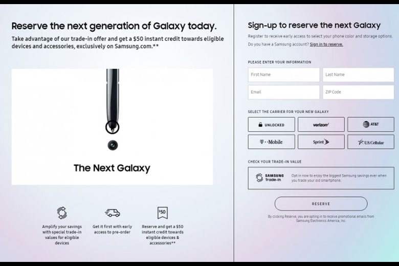 Samsung cho người dùng đặt trước Galaxy Note 10