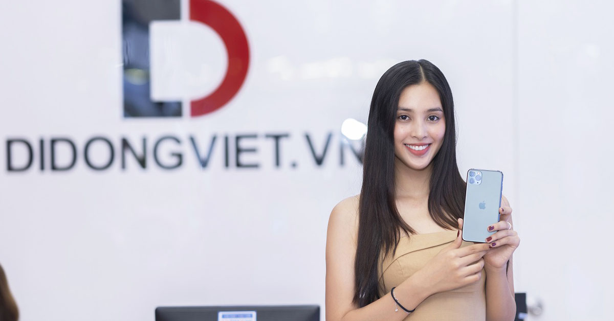 Hoa hậu Trần Tiểu Vy tin tưởng Trade-In lên đời iPhone 11 Pro Max tại Di Động Việt