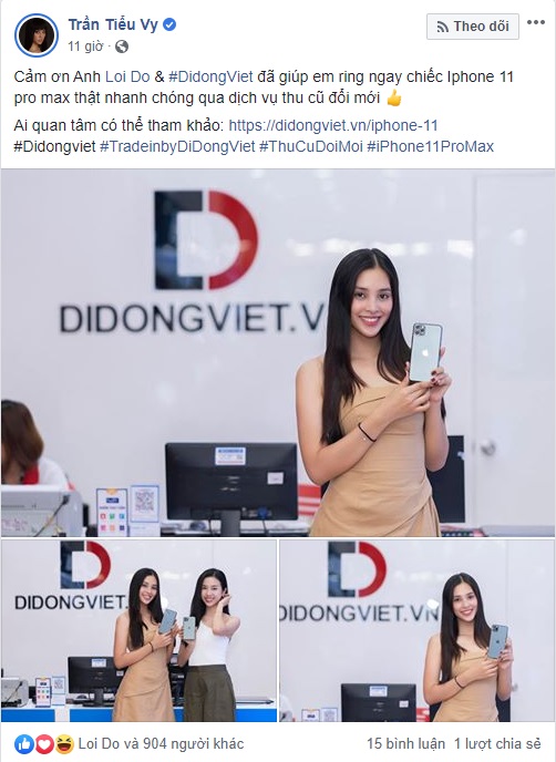 Hoa hậu Trần Tiểu Vy hào hứng chia sẻ trên Facebook cá nhân