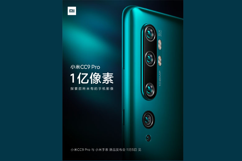 Xiaomi Mi CC9 Pro sẽ có năm camera sau, được ra mắt vào ngày 5 tháng 11