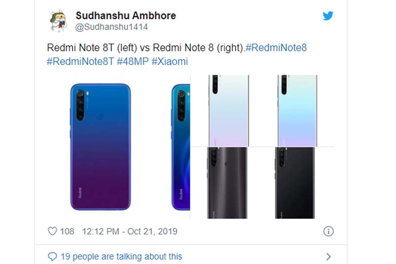 Rò rỉ thiết kế Redmi Note 8T với mặt lưng chuyển màu, 4 camera sau