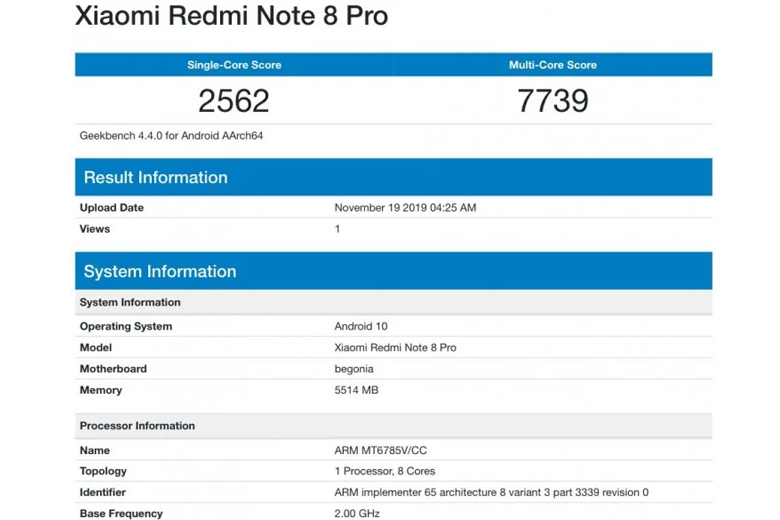  Redmi Note 8 Pro của Xiaomi cũng được chạy trên hệ điều hành android 10.