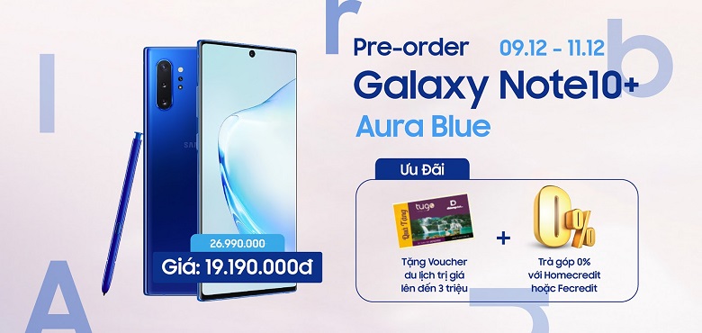 Hệ thống Di Động Việt cho đặt trước Note 10+ màu Aura Blue với mức giá cực kì tốt.
