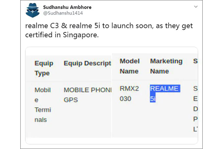 Realme C3 và Realme 5i đạt chứng nhận quan trong, chuẩn bị ra mắt