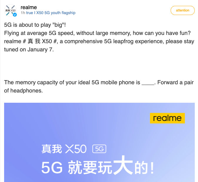 Realme X50 xuất hiện thông số kỹ thuật đầy đủ trên TENAA: camera 64MP, RAM 12GB