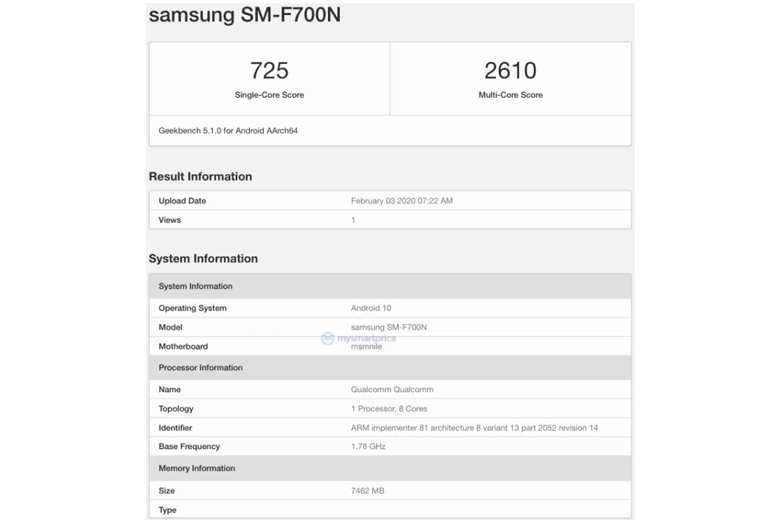 Galaxy Z Flip với chip SD855+, RAM 8GB xuất hiện trên Geekbench