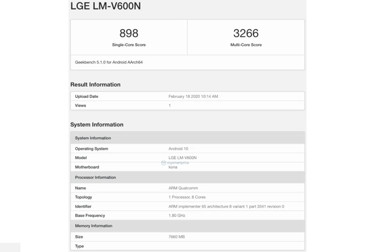 LG V60 ThinQ 5G xuất hiện trên trang Geekbench với chip Snapdragon 865