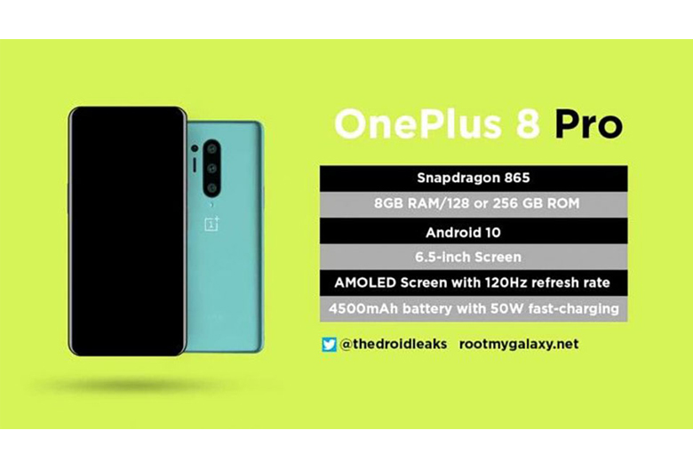 OnePlus 8 Pro rò rỉ ảnh thiết kế với màn hình 120Hz, sạc nhanh 50W